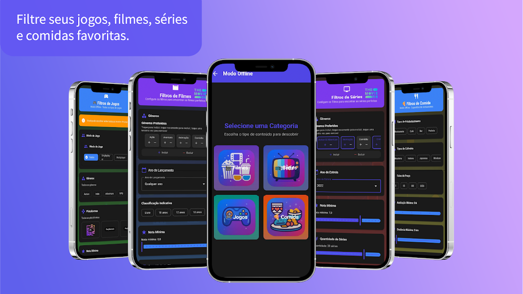 Filtros de jogos, filmes, séries e comidas favoritas no modo offline do WeSync